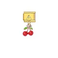 Italian modular gold bracelet link with cute red cherry pendant charm - Cherry (D716)