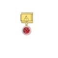 Golden Italian modular bracelet charm link featuring a cute red watermelon dangle - Watermelon (D308)