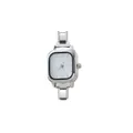 Silver-toned square quartz watch head accessory for Italian modular DIY charm jewelry - Silver Case White Dial