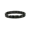 Detail of black Italian modular bracelet showing stainless steel interior engraving - Black
