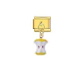 Apfelkern-Charm für italienische Modular-Armbänder in Goldoptik und gelber Emaille. - Yellow White Apple Core (D316)