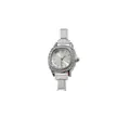 Elegante reloj de cuarzo italiano ovalado plateado con bisel de strass para estilos DIY. - Solo Cabeza de Reloj (106) / Plateado (Esfera Azul Claro)