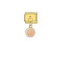 Goldenes italienisches Charm-Glied mit hängendem Orangen-Anhänger für DIY-Armbänder - Orangenscheibe (D310)