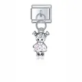 Detail view of a minimalist stainless steel modular charm with a cute girl pendant - Cartoon Girl Figure Pendant (D427)