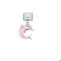 Close-up of pink iridescent dolphin charm for stainless steel modular jewelry accessory. - Dolphin Shape (D591)