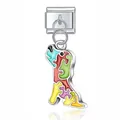Detailed view of stainless steel dog puzzle charm for modular bracelets - Enamel Colorful Puzzle Dog Pendant (D429)