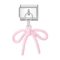 Pink bow pendant for DIY Italian charm bracelet, stainless steel jewelry accessory. - Pink Bowknot Style (12)
