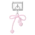 DIY modular charm featuring a pink bow and heart pendant on a silver-tone base. - Pink Bowknot Heart Double Pendant Style (14)