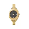 Vintage style gold modular link watch for women with minimalist black dial face - Complete Watch / Gold Base Black Dial (watch191)