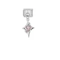 Close-up view of stainless steel modular charm with pink heart and star design. - Star Heart Gem (D597)