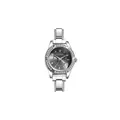 Elegant silver small dial jewelry watch with rhinestone-encrusted bezel and metal band - Watch Head / Dark Gray