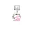 Pink star stainless steel modular charm link featuring pearl and rhinestone details - Starfish Pearl (D598)