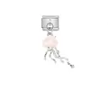Detail view of a pink jellyfish charm on a stainless steel modular link for DIY jewelry. - Pink Jellyfish (D601)
