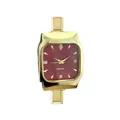 Elegant vierkant kwartshorloge met rode wijzerplaat en gouden stalen armband luxe - Compleet Horloge / Rood (watch077)