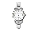 Elegant silver steel strap quartz watch featuring rhinestone markers and DIY modular band - White Dial (watch178) / Complete Watch / Silver
