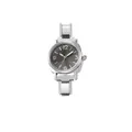 Elegant dameshorloge met zilveren modulaire band en donkergrijze zonnestraal wijzerplaat - Compleet Horloge / Zilveren Kast Zwarte Wijzerplaat (watch142)