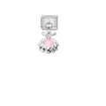 Macro detail of a silver stainless steel seashell charm with a pink star inlay ornament - Shell Star (D603)