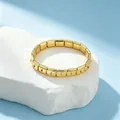 Macro view of 18K gold plated stainless steel modular Italian charm bracelet on white stone - Hook Gold (Genuine Gold Plated) / Gold
