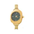 Vintage gold modular link watch with a minimalist green dial for women - Complete Watch / Gold Base Green Dial (watch194)