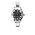 Elegant women's quartz watch with silver modular steel band and rhinestone dial - Black Dial (watch180) / Complete Watch / Silver