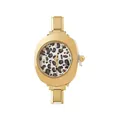 Elegant women's modular link watch featuring a stylish leopard print dial and gold finish - Gold Base Leopard Dial (watch195)