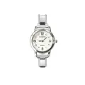 Elegant silver women's quartz watch with diamond accents and modular steel band - Cream Dial (watch182)