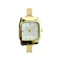 Elegant gold square quartz watch featuring a durable stainless steel link bracelet strap - White (watch075)
