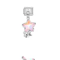 Close-up detail of a pink iridescent star charm for DIY stainless steel modular bracelets. - Star Animal (D583)