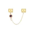 Detail of golden modular bracelet link with purple stone and chain - Gold (863-2)