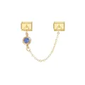 Detailed view of gold modular charm links with chain and blue gemstone for DIY bracelets - Gold (863-3)