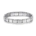 Vue détaillée d'un bracelet modulaire en acier inoxydable avec cœurs gravés - Double Cœurs en Creux / Acier