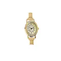 Close-up detail of a gold-toned vintage watch with rhinestone bezel and modular strap - Watch Head / Gold