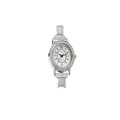 Macro view of silver vintage oval watch dial with NAIDU logo and rhinestone encrusted bezel - Watch Head / Silver