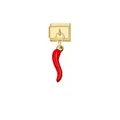 Italian gold modular link charm featuring a vibrant red chili pepper pendant for DIY jewelry - Gold Module Red Chili Pepper Style (D833)
