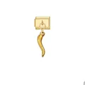 Detailed view of a gold-colored Corno horn pendant on a modular bracelet link charm - Gold Module Curved Horn Style (D831)