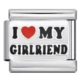 Stainless steel Italian charm link with I Love My Girlfriend text on white background - I LOVE MY GIRLFRIEND Style (16)