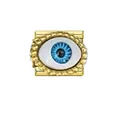 Charm modulaire en acier inoxydable doré avec motif détaillé d'œil protecteur bleu - Base Dorée Mauvais Oeil Bleu Blanc Noir (charms-009)