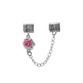 Detailansicht eines rosa Rosen-Anhängers für ein italienisches Modular-Armband DIY - Rosa Rose Blume (D724)