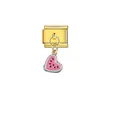 Goldener italienischer Modul-Charm mit niedlichem Herz-Wassermelonen-Anhänger - Rosa Wassermelone (D307)