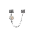 Detailansicht der italienischen Armband-Sicherheitskette mit zartem weißem Rosenanhänger - Weiße Rose Sicherheitskette (D721)