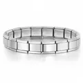 Italienisches Modul-Armband aus silberfarbenem Edelstahl mit feinen Gravur-Details - Polished Stainless Steel Band (Silver) / 18 Beads / Silbernes Starter-Armband - 18 Glieder