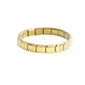 Detailed view of gold stainless steel Italian charm bracelet with heart patterns - Full Heart / Gold