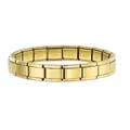 Italienisches modulares Gold-Charm-Armband aus hochwertigem Edelstahl-Material gefertigt. - Polished Stainless Steel Band (Gold) / 18 Beads / Goldenes Starter-Armband - 18 Glieder