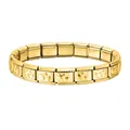 Close-up of gold stainless steel Italian modular bracelet with heart pattern details - Double Full Heart / Gold