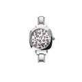 Trendige silberne Quarzuhr mit Leopardenmuster und modularem Edelstahl-Armband für Damen - Komplette Uhr / Abgerundeter Quadratischer Leopardenstil (watch306)