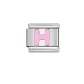 Pink letter H Italian modular charm link in stainless steel for DIY bracelet jewelry - Letter H