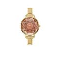Élégante montre en acier doré avec un motif de mandala bohème coloré sur le cadran - Mandala Doré Rétro (watch171)