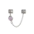 Eleganter italienischer Modular Charm mit lila Rosenanhänger und silberner Kette für DIY - Lila Rose Blume (D723)