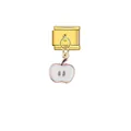 Niedlicher Emaille-Apfel-Anhänger Italienischer Link Charm für DIY Armbänder Gold - White Red Cut Apple (D313)