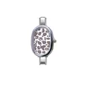 Modische silberne Quarzuhr mit Leopardenmuster und hochwertigem Edelstahl-Modulband - Uhrenkopf / Ovaler Leoparden Uhrenkopf (watch304)